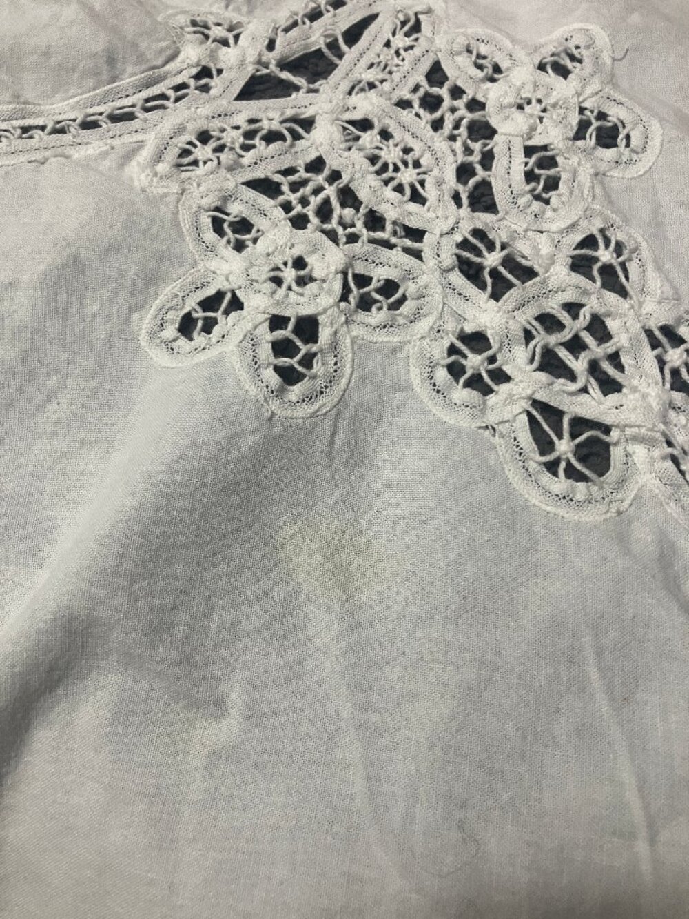 Vintage Battenburg Lace Cotton Large Tablecloth - Picture 9 of 11